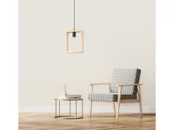 Lámparas colgantes Zodiara escandinavo de acero/madera - 1 fuentes luminosas 3000K - L.24 x A.133 cm - madera natural