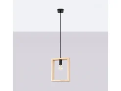Lámparas colgantes Zodiara escandinavo de acero/madera - 1 fuentes luminosas 3000K - L.24 x A.133 cm - madera natural