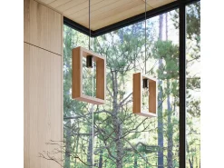 Lámparas colgantes Zodiara escandinavo de acero/madera - 1 fuentes luminosas 3000K - L.24 x A.133 cm - madera natural