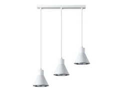 Lámparas colgantes Zylata moderno de acero - 3 fuentes luminosas 3000K - L.45 x A.120 cm - blanco