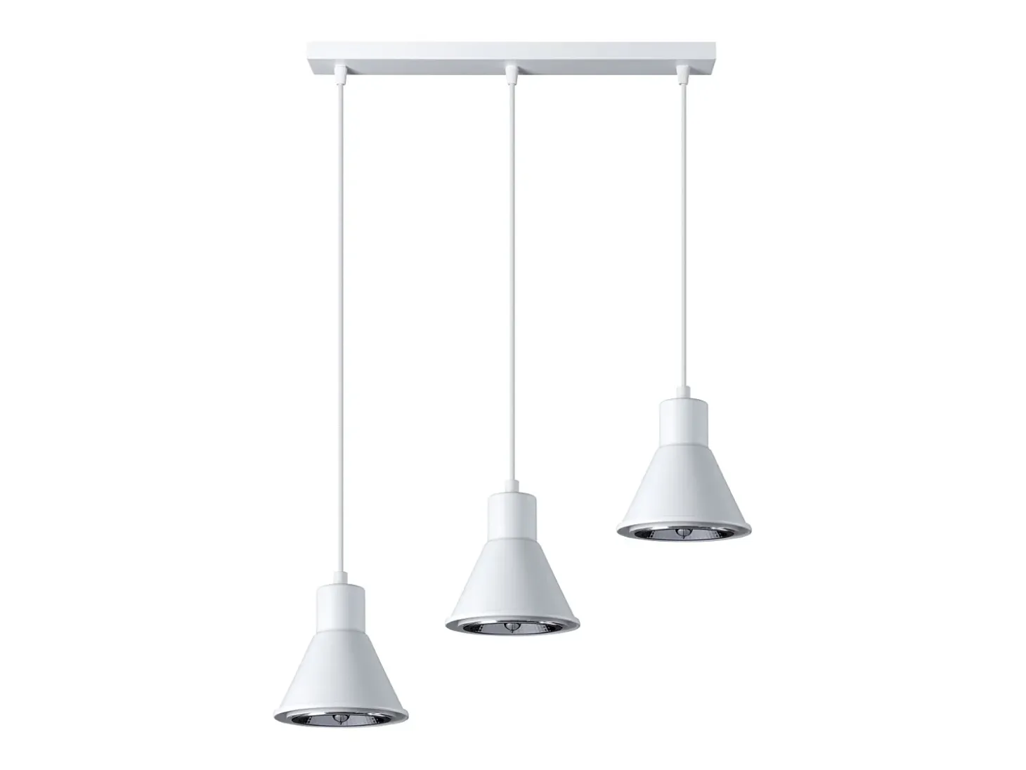 Lámparas colgantes Zylata moderno de acero - 3 fuentes luminosas 3000K - L.45 x A.120 cm - blanco