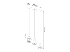 Lámparas colgantes Zylata moderno de acero - 3 fuentes luminosas 3000K - L.45 x A.120 cm - blanco