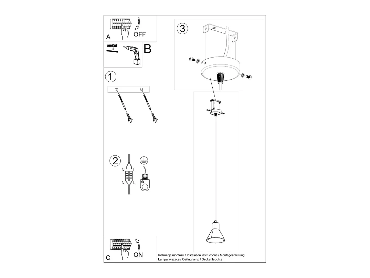 Lámparas colgantes Zylata moderno de acero - 1 fuentes luminosas 3000K - L.14 x A.120 cm - negro
