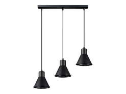 Lámparas colgantes Zylata moderno de acero - 3 fuentes luminosas 4000K - L.45 x A.120 cm - negro