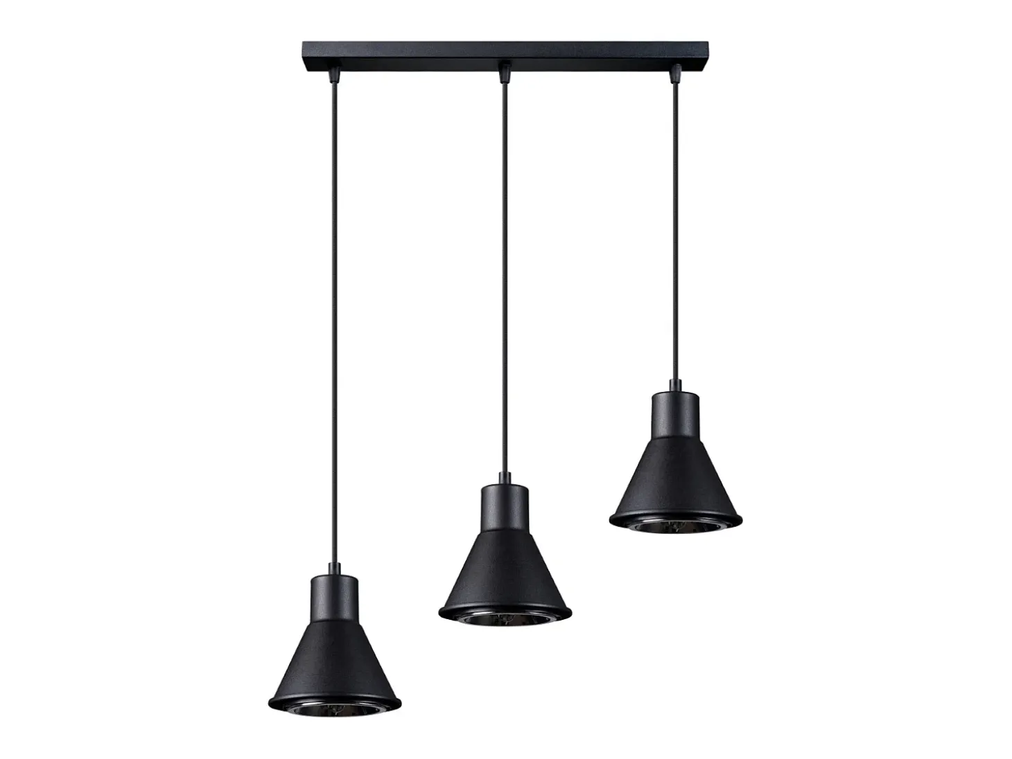 Lámparas colgantes Zylata moderno de acero - 3 fuentes luminosas 4000K - L.45 x A.120 cm - negro