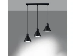 Lámparas colgantes Zylata moderno de acero - 3 fuentes luminosas 4000K - L.45 x A.120 cm - negro