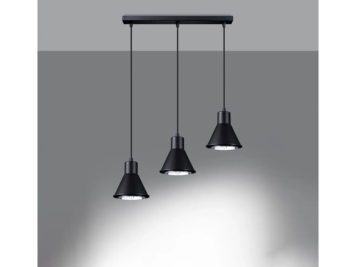 Lámparas colgantes Zylata moderno de acero - 3 fuentes luminosas 4000K - L.45 x A.120 cm - negro