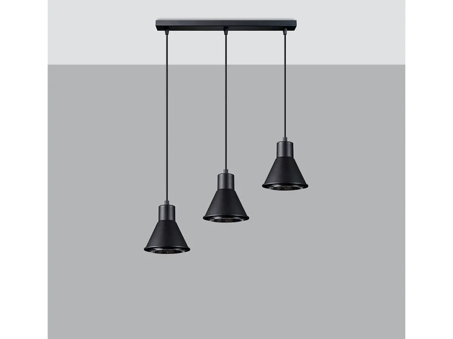 Lámparas colgantes Zylata moderno de acero - 3 fuentes luminosas 3000K - L.45 x A.120 cm - negro