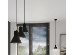 Lámparas colgantes Zylata moderno de acero - 3 fuentes luminosas 3000K - L.45 x A.120 cm - negro