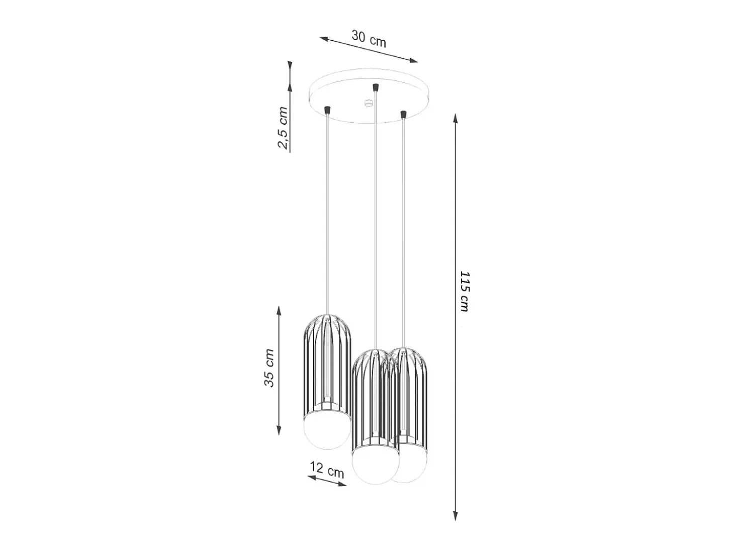 Lámparas colgantes Zynex moderno de acero - 3 fuentes luminosas 4000K - L.34 x A.115 cm - blanco