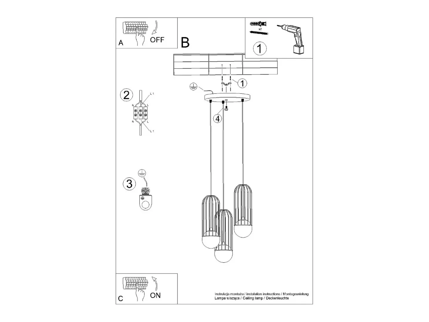 Lámparas colgantes Zynex moderno de acero - 3 fuentes luminosas 4000K - L.34 x A.115 cm - blanco
