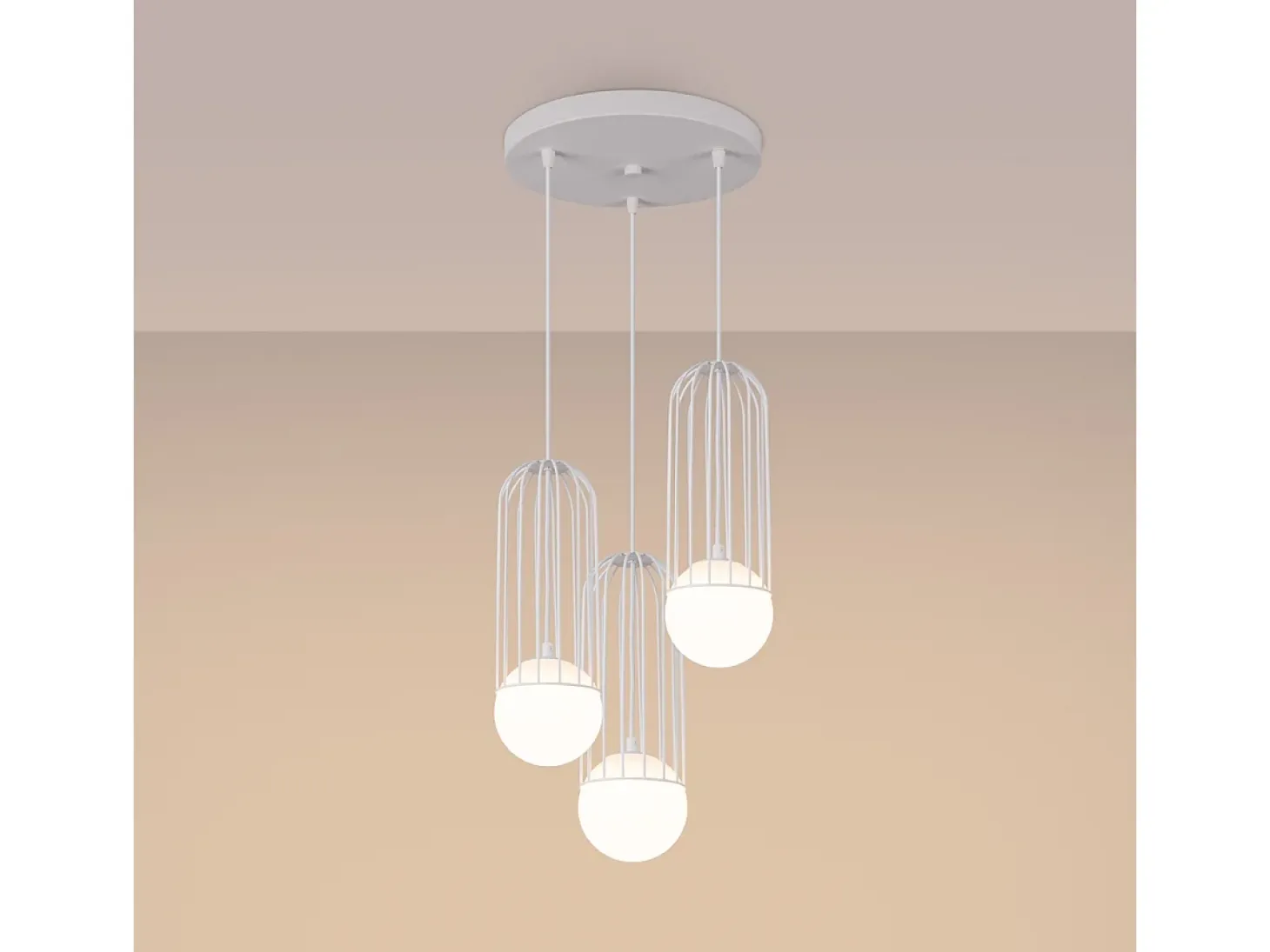 Lámparas colgantes Zynex moderno de acero - 3 fuentes luminosas 4000K - L.34 x A.115 cm - blanco