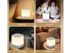 Lámparas de mesa LED NETTLIFE, paquete de 2, con batería recargable de 1800 mAh, regulables táctilmente 3000-6500K USB 3 temperaturas de color y