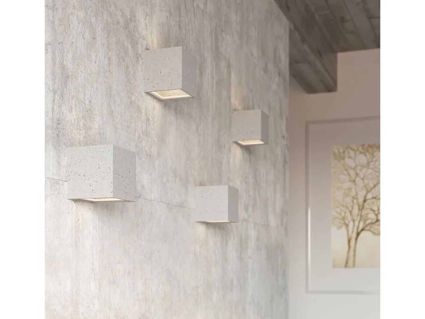 Lámparas de pared Astra moderno de hormigón/vidrio - 1 fuentes luminosas 4000K - L.12 x A.10 cm - gris