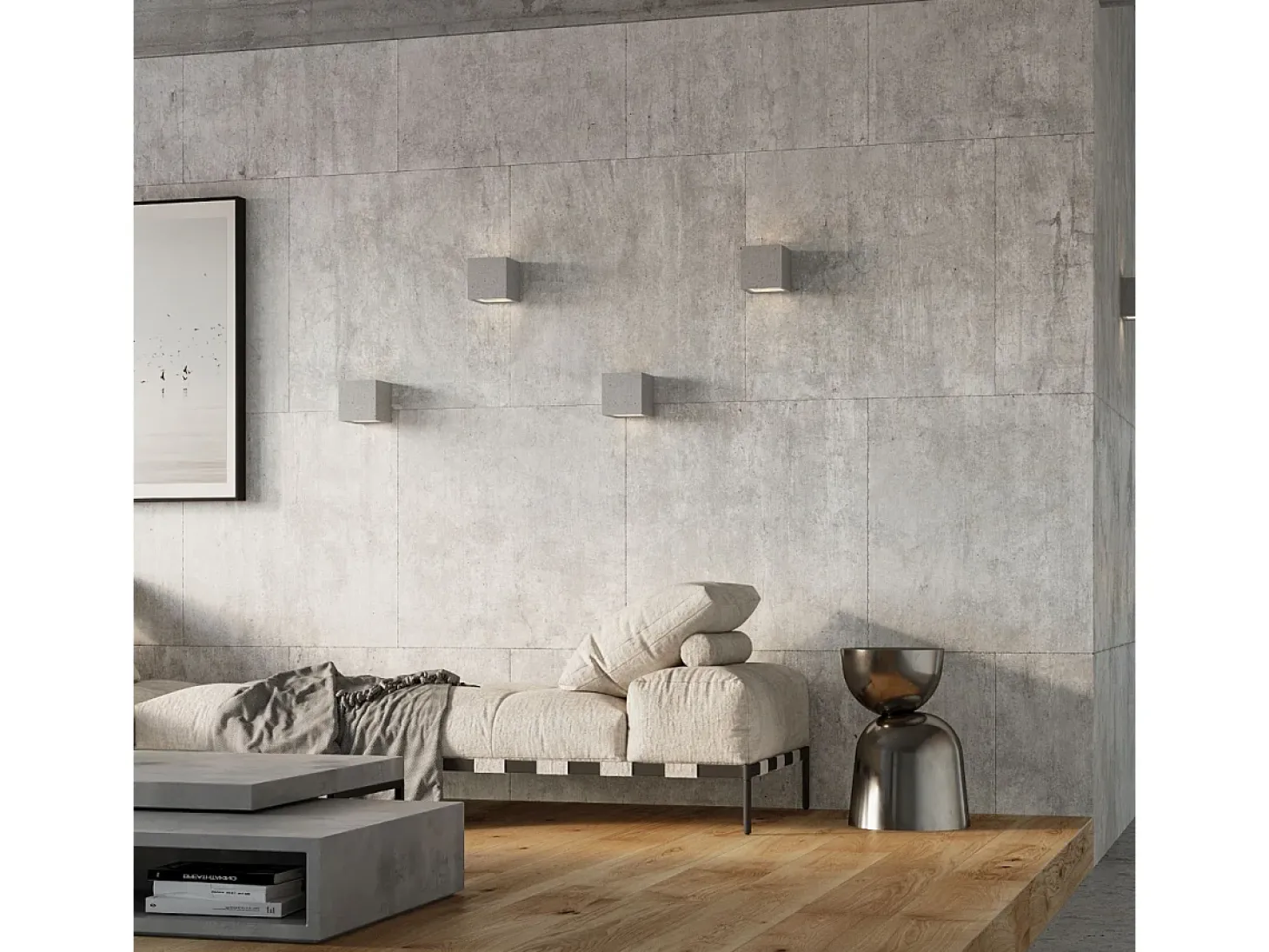 Lámparas de pared Astra moderno de hormigón/vidrio - 1 fuentes luminosas 4000K - L.12 x A.10 cm - gris
