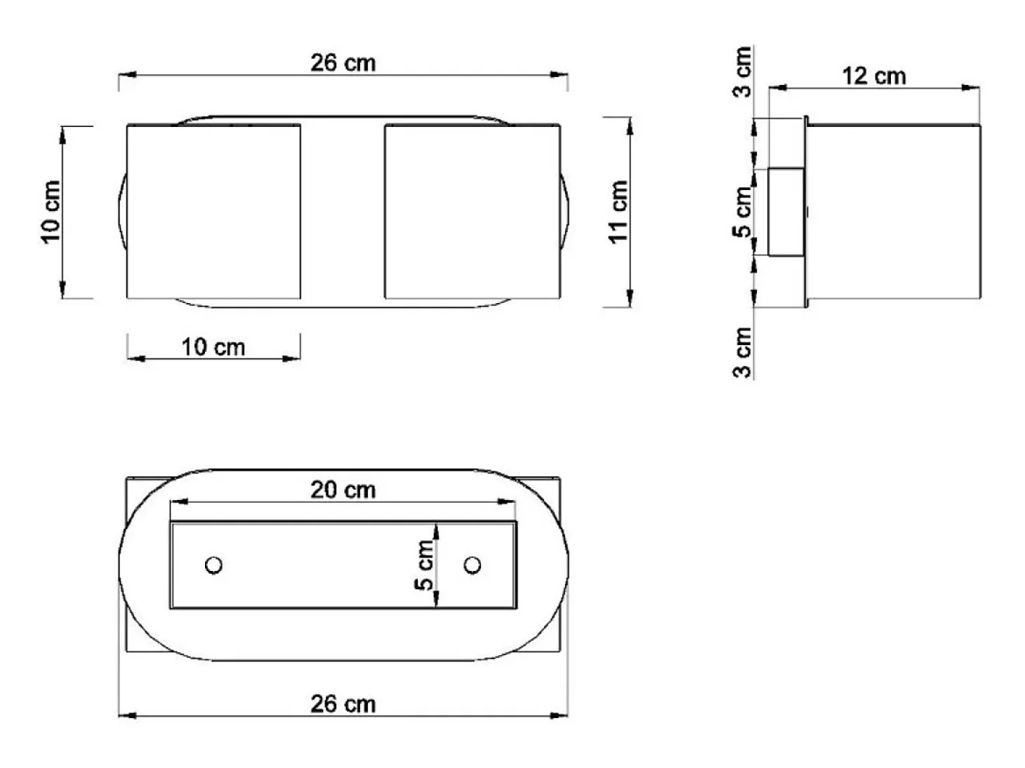 Lámparas de pared Celeris moderno de aluminio - 2 fuentes luminosas 4000K - L.26 x A.10 cm - gris