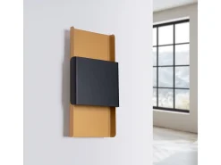 Lámparas De Pared Durlin Moderno De Acero - 2 Fuentes Luminosas - L.20 X A.40 Cm - Oro/Negro