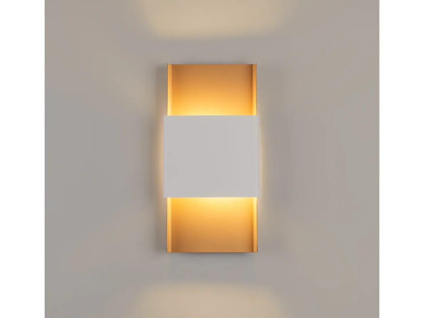 Lámparas De Pared Durlin Moderno De Acero - 2 Fuentes Luminosas - L.20 X A.40 Cm - Oro/Blanco