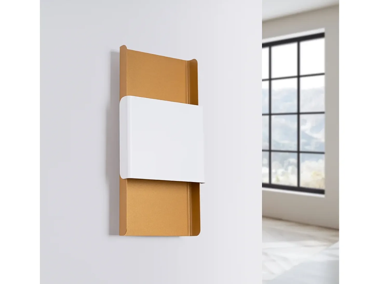 Lámparas De Pared Durlin Moderno De Acero - 2 Fuentes Luminosas - L.20 X A.40 Cm - Oro/Blanco