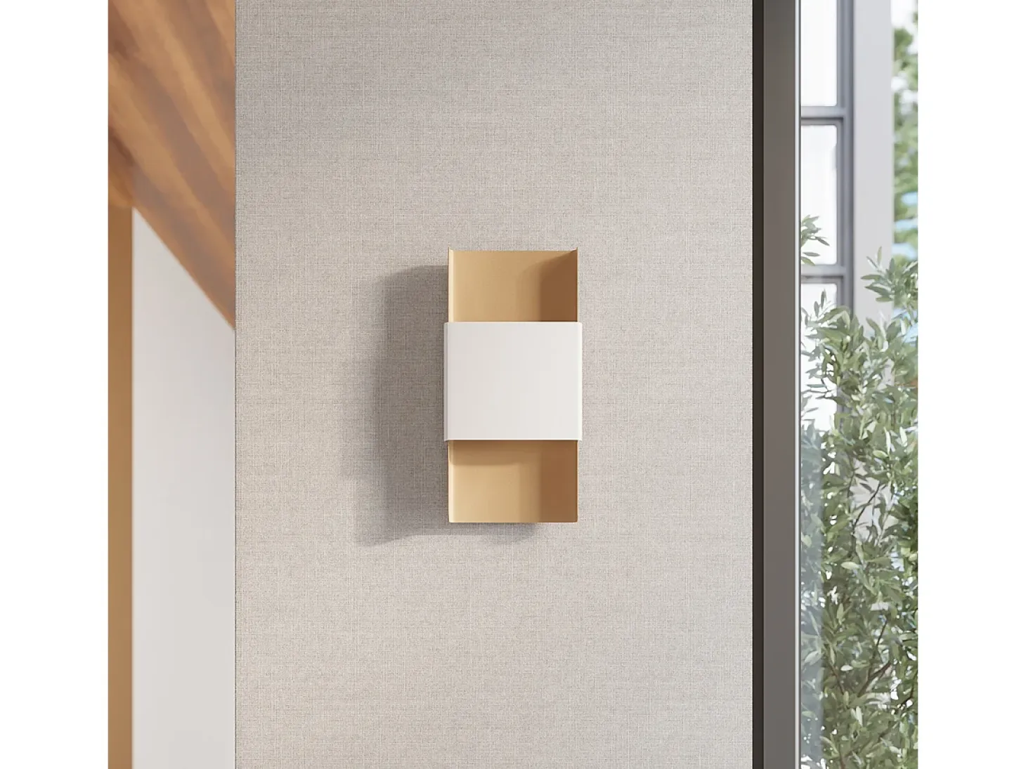 Lámparas De Pared Durlin Moderno De Acero - 2 Fuentes Luminosas - L.20 X A.40 Cm - Oro/Blanco