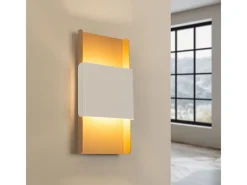 Lámparas De Pared Durlin Moderno De Acero - 2 Fuentes Luminosas - L.20 X A.40 Cm - Oro/Blanco