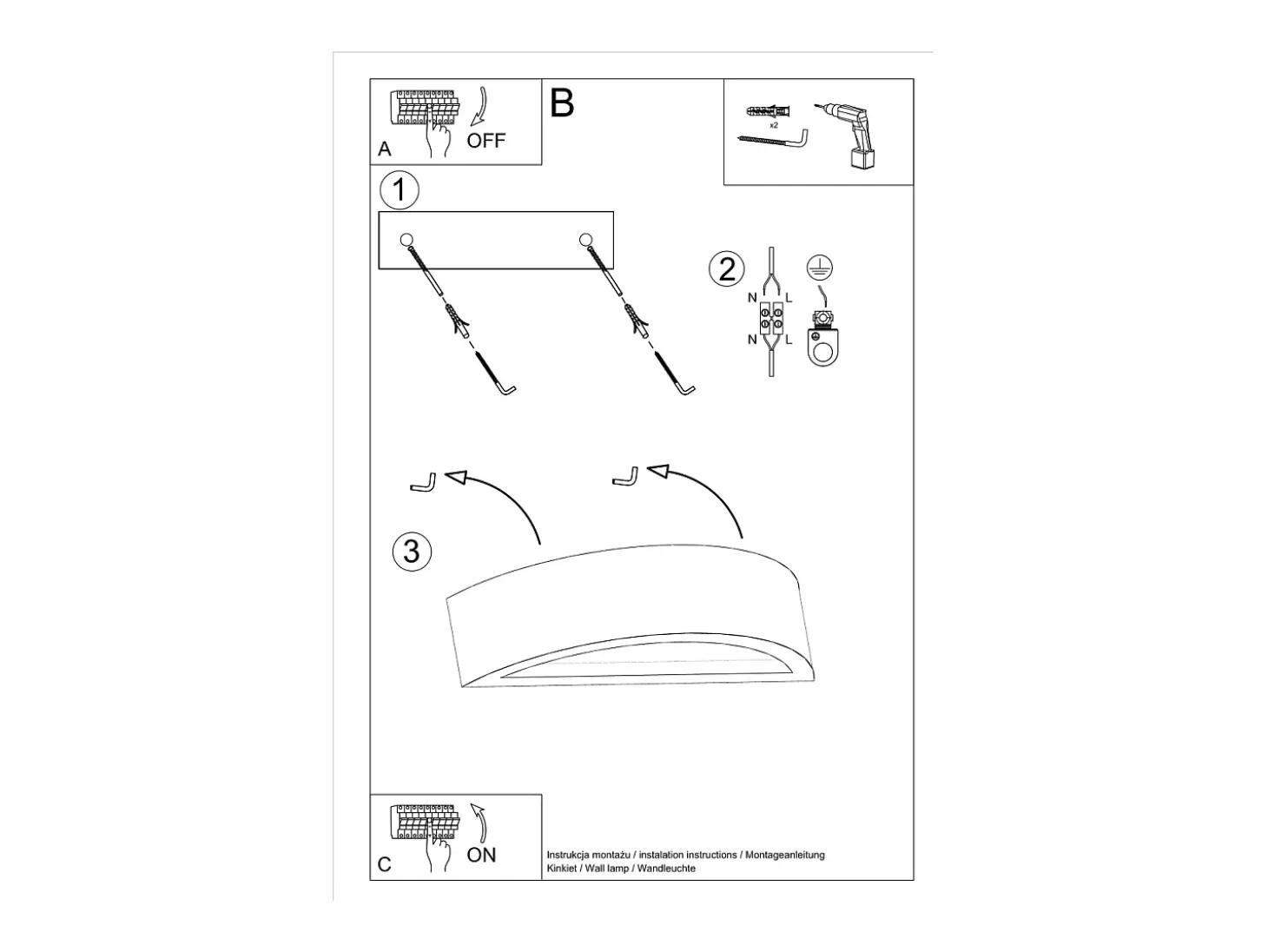 Lámparas de pared Enumis moderno de hormigón/vidrio - 1 fuentes luminosas 4000K - L.40 x A.10 cm - gris
