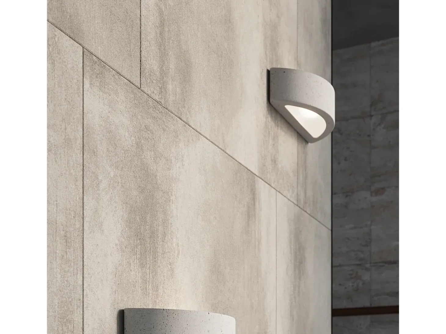 Lámparas de pared Enumis moderno de hormigón/vidrio - 1 fuentes luminosas 4000K - L.40 x A.10 cm - gris