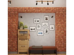 Lámparas De Pared Fager Escandinavo De Acero/Madera Natural - 1 Fuentes Luminosas - L.8 X A.13 Cm - Negro/Madera Natural