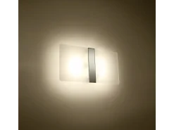 Lámparas de pared Feralia moderno de vidrio/acero - 2 fuentes luminosas 4000K - L.35 x A.18 cm - blanco/cromo