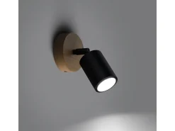 Lámparas de pared Flare moderno de acero/madera - 1 fuentes luminosas 4000K - L.16 x A.16 cm - madera negra