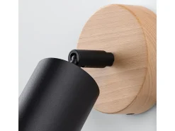Lámparas de pared Flare moderno de acero/madera - 1 fuentes luminosas 3000K - L.16 x A.16 cm - madera negra