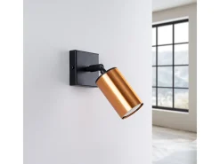 Lámparas de pared Glois moderno de acero - 1 fuentes luminosas 3000K - L.8 x A.18,5 cm - negro/cobre