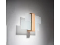 Lámparas de pared Ignis escandinavo de madera/vidrio - 1 fuentes luminosas 3000K - L.43 x A.30 cm - madera natural