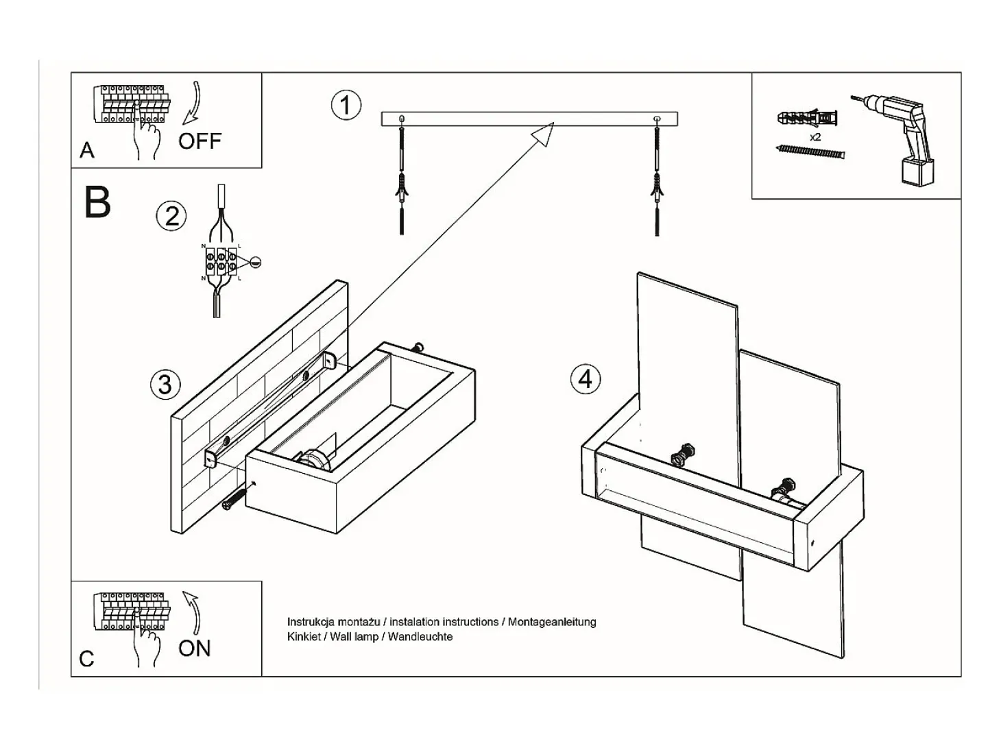 Lámparas de pared Ignis escandinavo de madera/vidrio - 1 fuentes luminosas 4000K - L.43 x A.30 cm - blanco