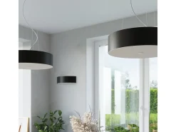 Lámparas de pared Kalmaris minimalista de tela/vidrio/acero - 2 fuentes luminosas 3000K - L.45 x A.12 cm - negro