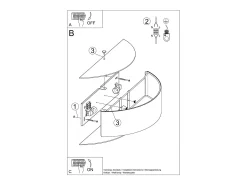 Lámparas de pared Kalmaris minimalista de tela/vidrio/acero - 2 fuentes luminosas 3000K - L.45 x A.12 cm - negro