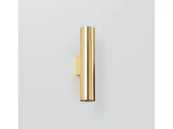 Lámparas De Pared Lagos Moderno De Acero - 2 Fuentes Luminosas - L.6 X A.30 Cm - Brillo Dorado