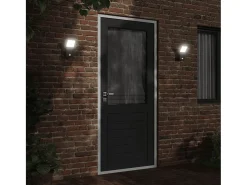 Lámparas de pared LED exterior con sensor 2 uds aluminio negro ES338334