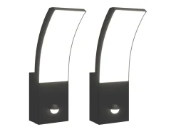 Lámparas de pared LED exterior con sensor 2 uds aluminio negro ES134150