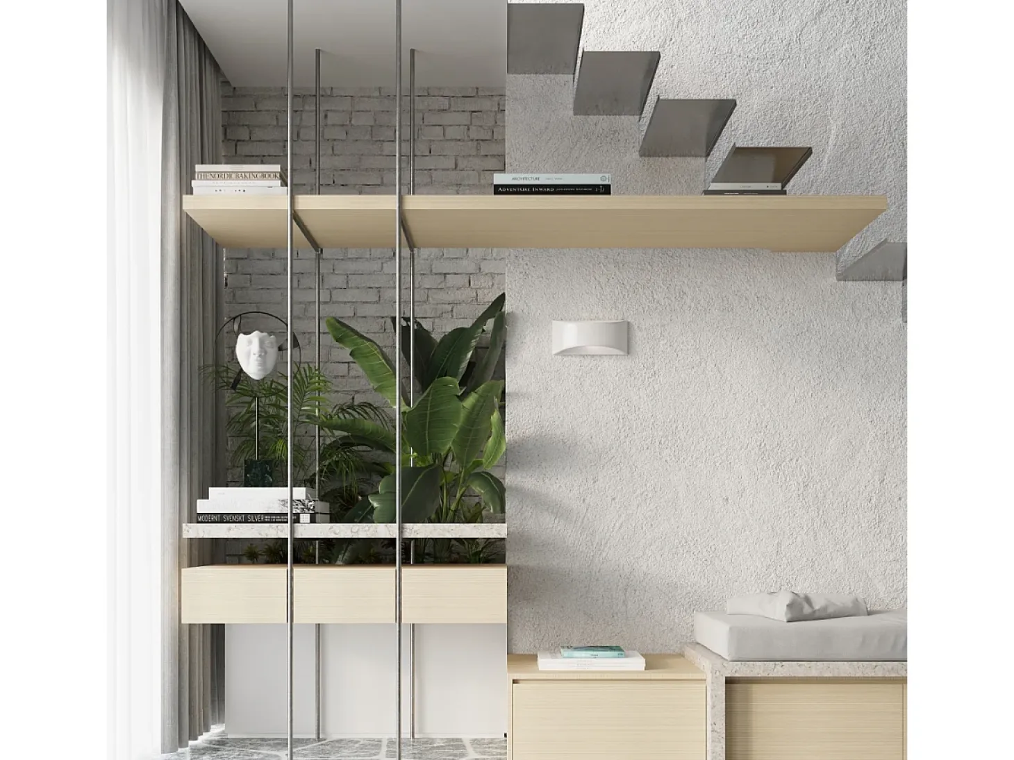 Lámparas de pared Litte moderno de cerámica - 1 fuentes luminosas 4000K - L.31,5 x A.14,5 cm - blanco