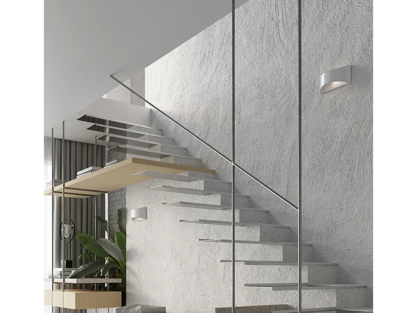 Lámparas de pared Litte moderno de cerámica - 1 fuentes luminosas 4000K - L.31,5 x A.14,5 cm - blanco