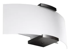 Lámparas de pared Nerilo moderno de madera/vidrio - 2 fuentes luminosas 3000K - L.33 x A.14 cm - wengué/blanco