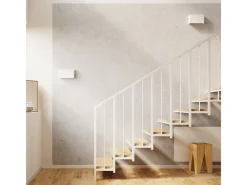 Lámparas de pared Overaqua moderno de acero - 2 fuentes luminosas 3000K - L.25 x A.15 cm - blanco