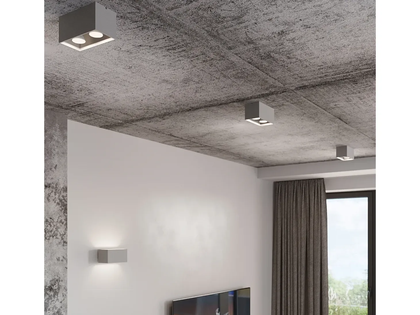 Lámparas de pared Quadx maxi moderno de aluminio - 2 fuentes luminosas 3000K - L.20 x A.10 cm - negro