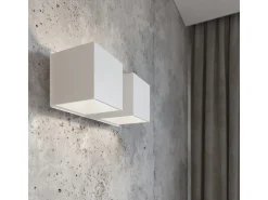 Lámparas de pared Quadx moderno de aluminio - 2 fuentes luminosas 3000K - L.26 x A.11 cm - blanco