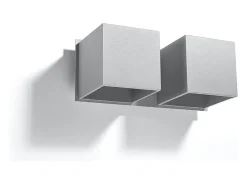 Lámparas de pared Quadx moderno de aluminio - 2 fuentes luminosas 3000K - L.26 x A.11 cm - gris