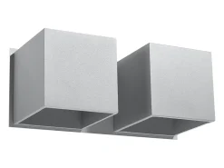 Lámparas de pared Quadx moderno de aluminio - 2 fuentes luminosas 3000K - L.26 x A.11 cm - gris