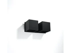 Lámparas de pared Quadx moderno de aluminio - 2 fuentes luminosas 3000K - L.26 x A.11 cm - negro