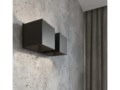 Lámparas de pared Quadx moderno de aluminio - 2 fuentes luminosas 3000K - L.26 x A.11 cm - negro
