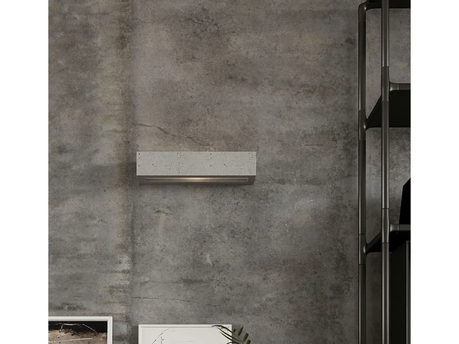 Lámparas de pared Solara moderno de hormigón/vidrio - 2 fuentes luminosas 3000K - L.50 x A.10 cm - gris